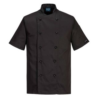 Giacca cuoco Kent - maniche corte - taglia M - nero - Portwest