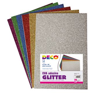Gomma crepp glitter adesiva - 20 x 30 cm - colori assortiti - DECO - busta 10 f…