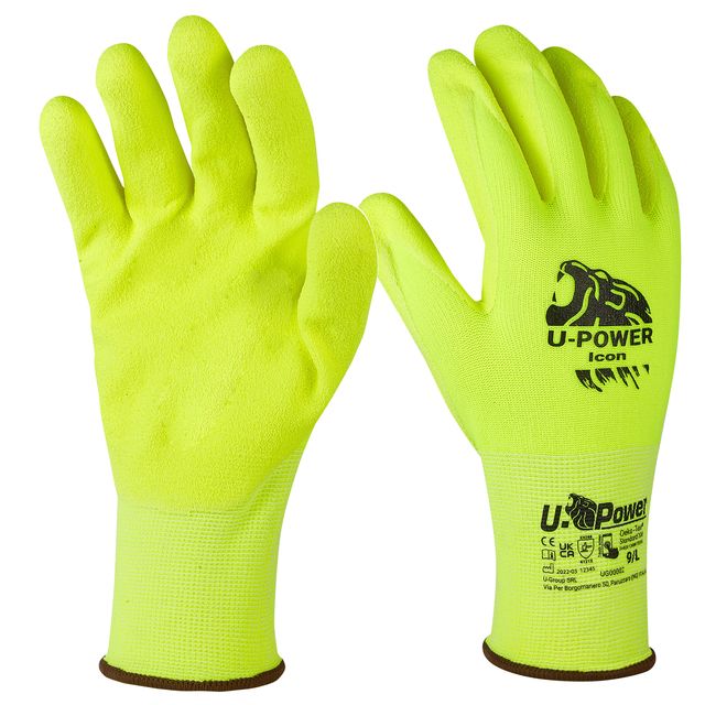Guanti di protezione ICON - con polsino giallo - taglia 08 - giallo fluo - U-Po…