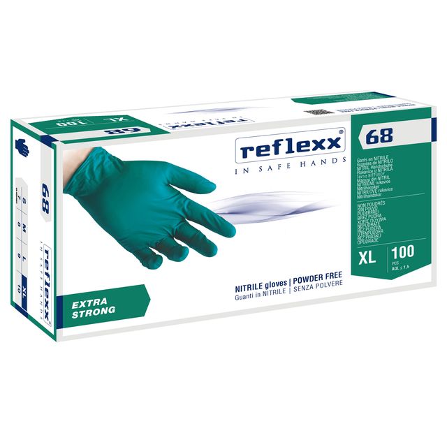 Guanti in nitrile R68 - senza polvere - taglia XL - verde - Reflexx - conf. 100…