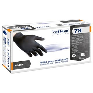 Guanti in nitrile R78 - senza polvere - taglia XS - nero - Reflexx - conf. 100 …