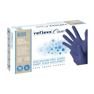 Guanti nitrile ipoallergenici N350 - senza acceleranti - taglia XL - blu - Refl…