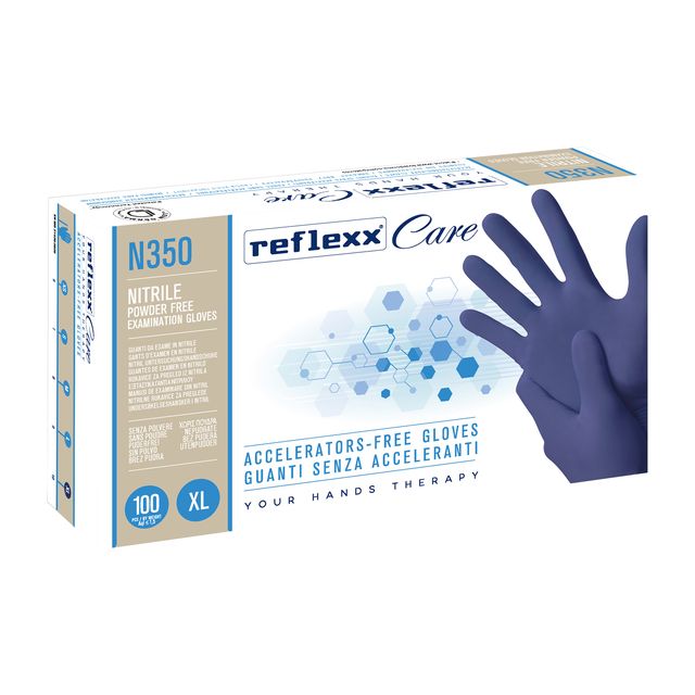 Guanti nitrile ipoallergenici N350 - senza acceleranti - taglia XL - blu - Refl…