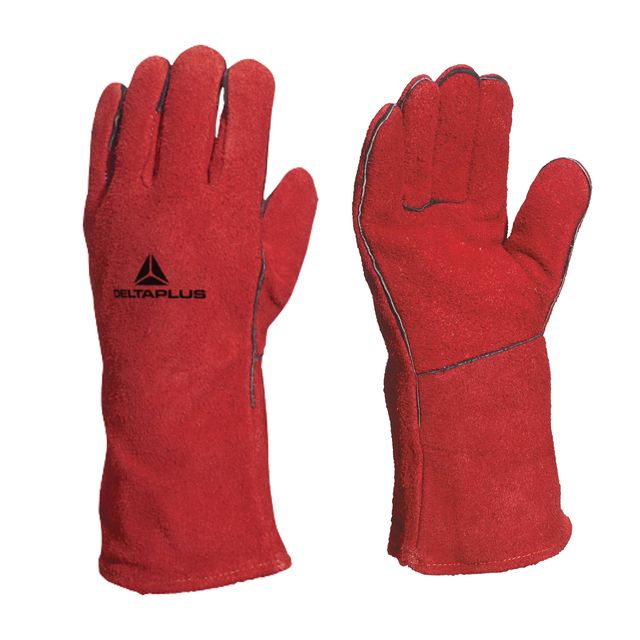 Guanti per saldatori CA515R - pelle crosta di bovino - taglia 10 - rosso - Delt…