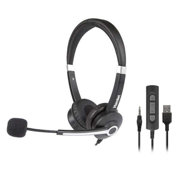 Hamlet HHEADM-UJS - Cuffie con microfono - on-ear - cablato - USB, jack 3,5 mm