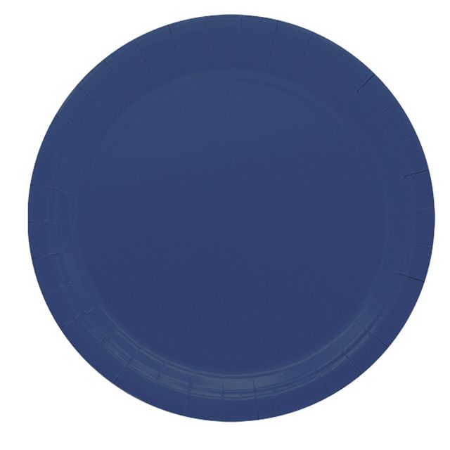 25 piatti piani D24cm Ecocolor biodegradabile blu notte Big Party