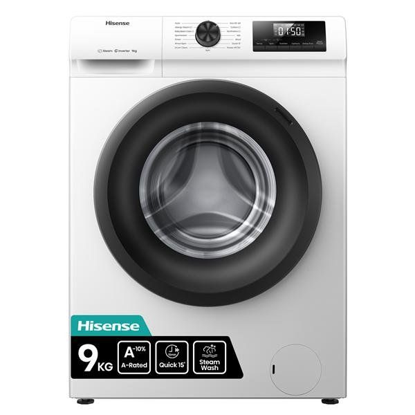 Hisense WF1Q9041BW, Caricamento frontale, 9 kg, B, 75 dB, 1400 Giri/min, A