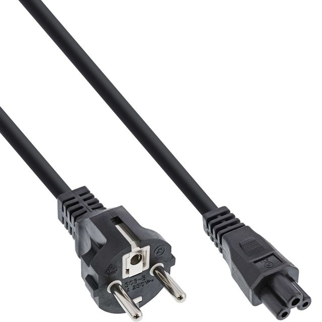 InLine Cavo Alimentazione Notebook C5 con Spina Shucko, Nero - 1,8m