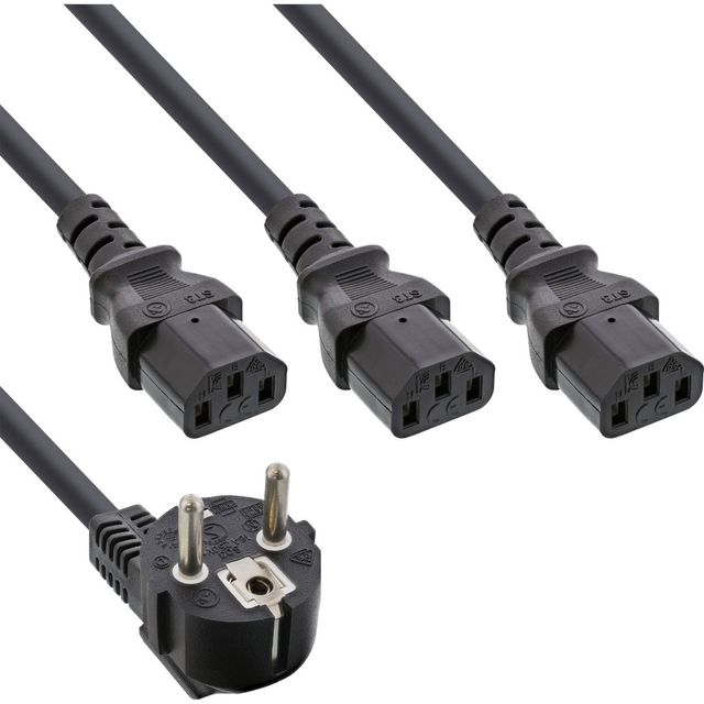 InLine Cavo alimentazione, da 1x a 3x SchuKo IEC - 1,8m