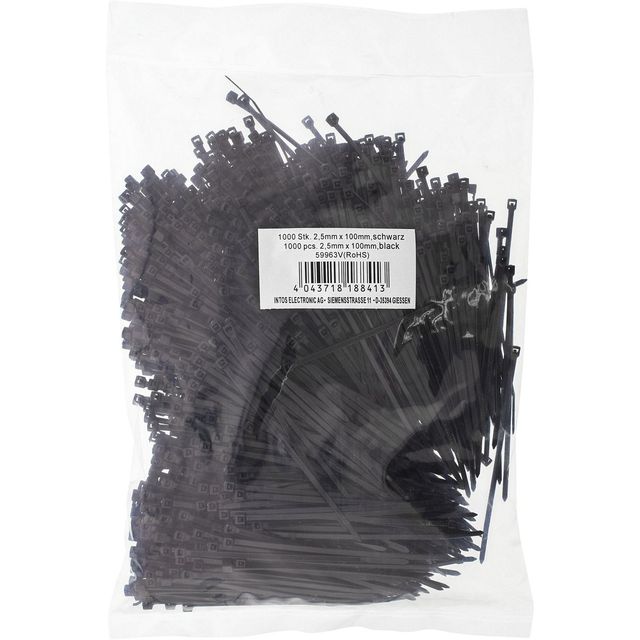 InLine Fascette Fermacavi 100x2.5 mm Kit 1000 Pz - Nero