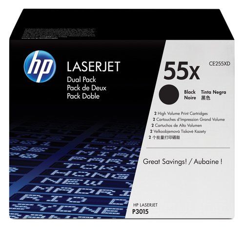 Hp - Confezione 2 Toner originale - 55X - Nero - CE255XD - 12.500 pag/cad