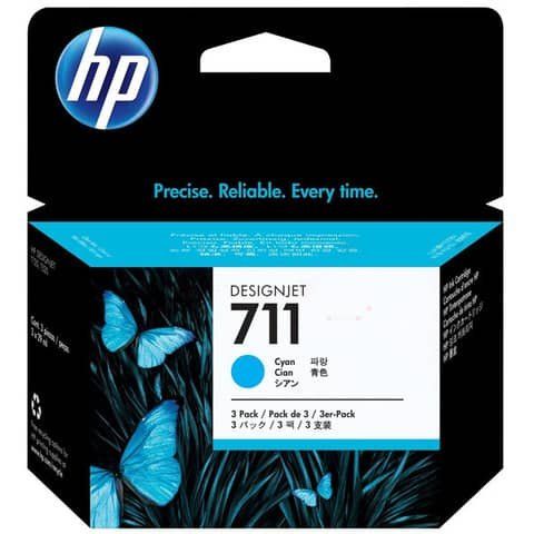 Hp - Confezione 3 cartucce ink originale - 711 - Ciano - CZ134A - 29ml cad