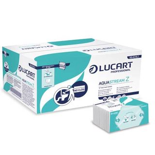 Asciugamano 2 veli Aquastream piegato a ''Z'' - conf. 15 pacchetti Lucart Profe…