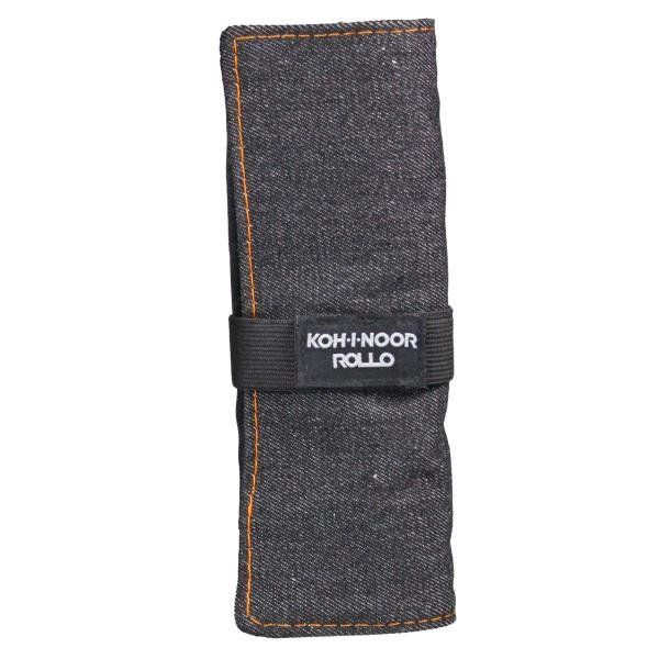 KOH-I-NOOR ASTUCCIO ARROTOLABILE IN JEANS 24 SCOMPARTI E BUSTINA CON ZIP NERO