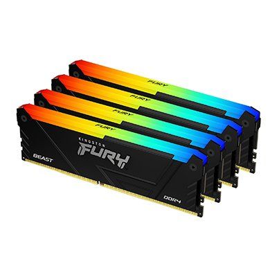 Kingston 64GB (4x16GB) DDR4 3200MTs CL16 FURY Beast RGB Black XMP