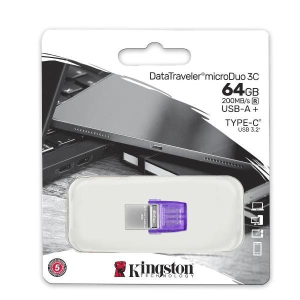 Kingston DataTraveler microDuo 3C - Chiavetta USB - 64 GB - USB 3.2 Gen 1 / USB…