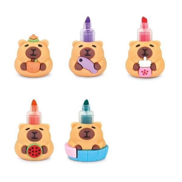 LEBEZ CAPIBARA ESPOSITORE SET DA 4 MINI EVIDENZIATORI PUNTA A SCALPELLO 14/5 mm…