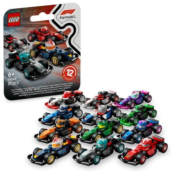 LEGO MINIFIGURES MONOPOSTO DI F1 DA COLLEZIONE CASCHI DEI PILOTI E RUOTE MOBILI…