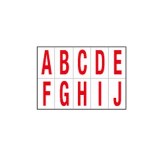 Lettere adesive da A a J - in PVC - 56 x 99 mm - 10 et/fg - 1 foglio - rosso/bi…