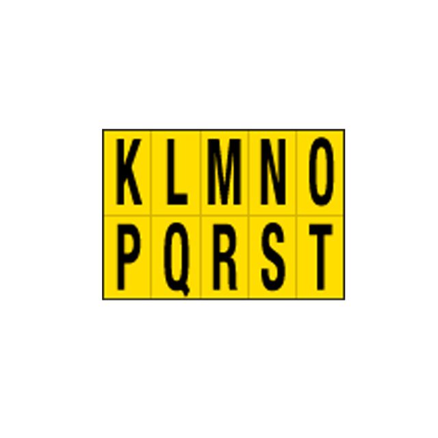 Lettere adesive da K a T - in PVC - 56 x 99 mm - 10 et/fg - 1 foglio - nero/gia…