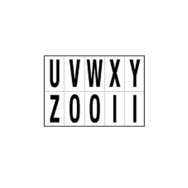 Lettere adesive da U a Z - in PVC - 56 x 99 mm - 10 et/fg - 1 foglio - nero/bia…