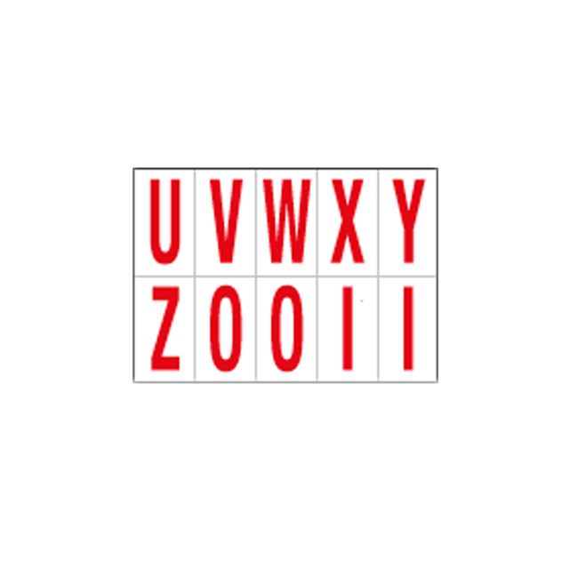 Lettere adesive da U a Z - in PVC - 70 x 124 mm - 10 et/fg - 1 foglio - rosso/b…