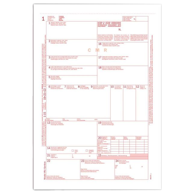 Lettera di vettura internazionale CMR SNAP - 31 x 21 cm - 5 copie autoric. - Da…