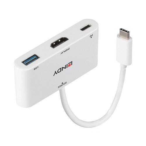 Lindy - Adattatore video - 24 pin USB-C maschio a HDMI, USB Tipo A, USB-C (solo…