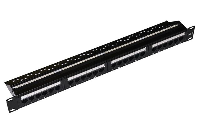 Link - Pannello cablaggio - RJ-45 X 24 - nero, RAL 9005 - 1U - 19"