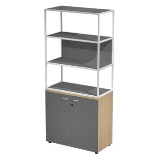 Libreria alta metal + armadio basso Essence - 90 x 46 x 204 cm - Rovere/antraci…