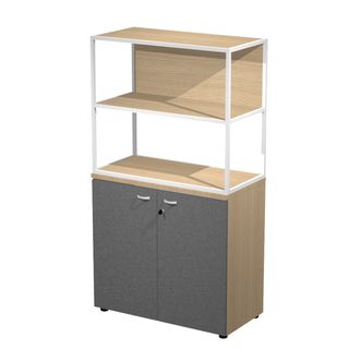 Libreria media metal + armadio basso Essence - 90 x 46 x 165 cm - Rovere/antrac…
