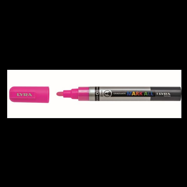 Marcatore a base d'acqua Graduate Mark All - punta tonda 2mm - rosa fluo - Lyra