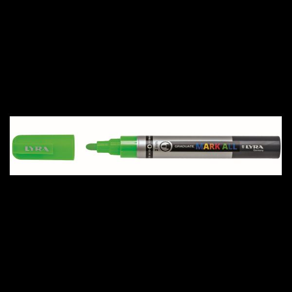 Marcatore a base d'acqua Graduate Mark All - punta tonda 2mm - verde fluo - Lyra