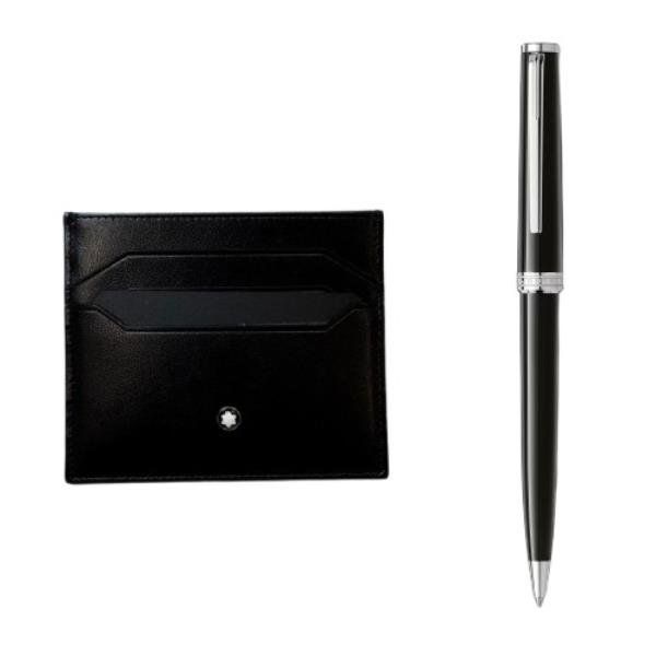 MONT BLANC SET PENNA A SFERA PIX FUSTO IN RESINA CON FINITURE IN PLATINO + PORT…