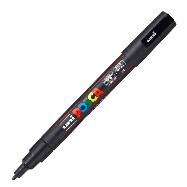 Marcatore a base d'acqua Uni Posca PC3M - punta fine da 0,9mm a 1,3mm - nero - …