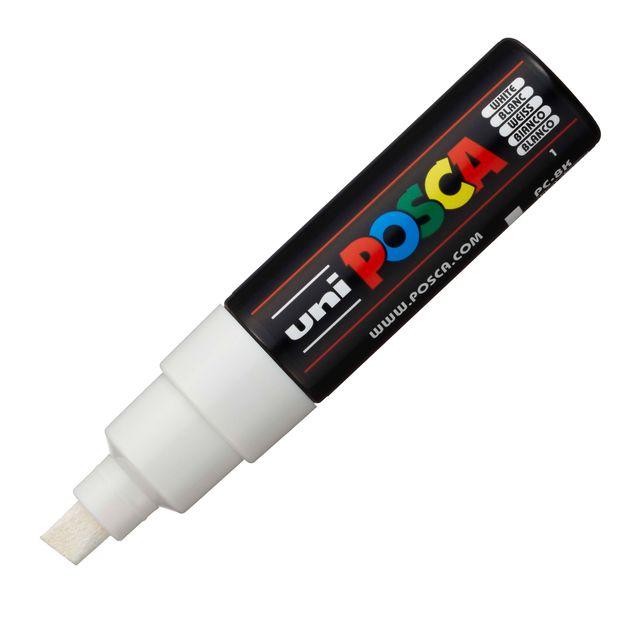 Marcatore a base d'acqua Uni Posca PC8K - punta large a scalpello 8,0mm - bianc…