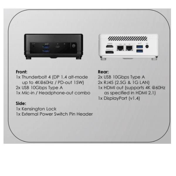 MSI Cubi 5 1M-498EU, Intel Core 3, 100U, 8 GB, DDR5-SDRAM, 512 GB, Windows 11 H…