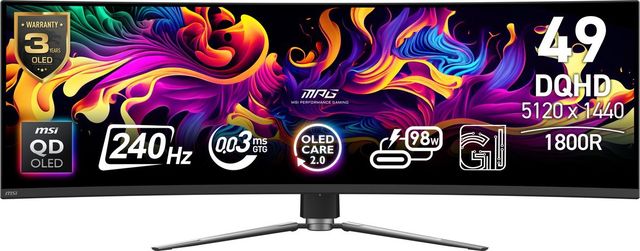 MSI MPG 491CQPX QD-OLED, 49 pollici, 4K DQHD, 16:9, 240Hz - HDMI/DP