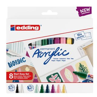 Marcatore permanente acrilico Start Easy Set Nordic - punta tonda fine e media …