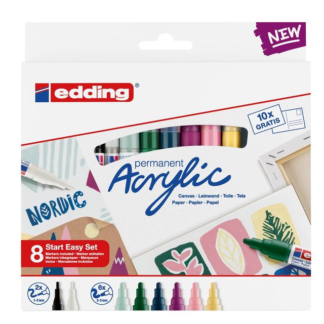 Marcatore permanente acrilico Start Easy Set Nordic - punta tonda fine e media …