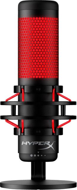 Microfono a condensatore HyperX QuadCast RGB, USB, filtro anti-pop, nero-rosso