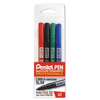 Marcatore permanente punta slim e fusto in metallo. Punta 3 18 mm. Colori assor…