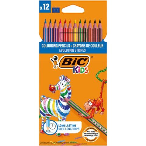 Matita colorata Evolution Stripes - colori assortiti - Bic - conf. 12 pezzi
