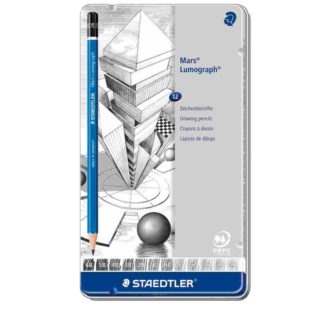 Matita in grafite Mars Lumograph 100 - 12 gradazioni - Staedtler - conf. 12 pez…