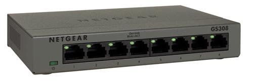 NETGEAR GS308v3 - Switch - unmanaged - 8 x 10/100/1000 - desktop, montaggio a p…