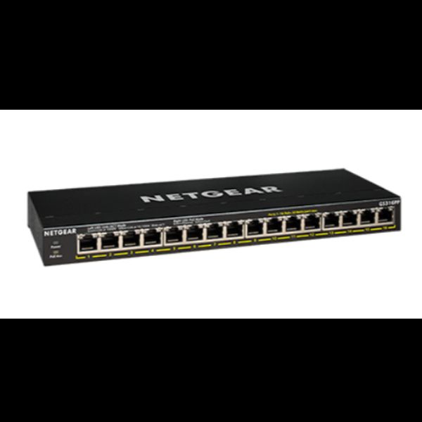 NETGEAR GS316PP - Switch - unmanaged - 16 x 10/100/1000 (PoE+) - desktop, monta…
