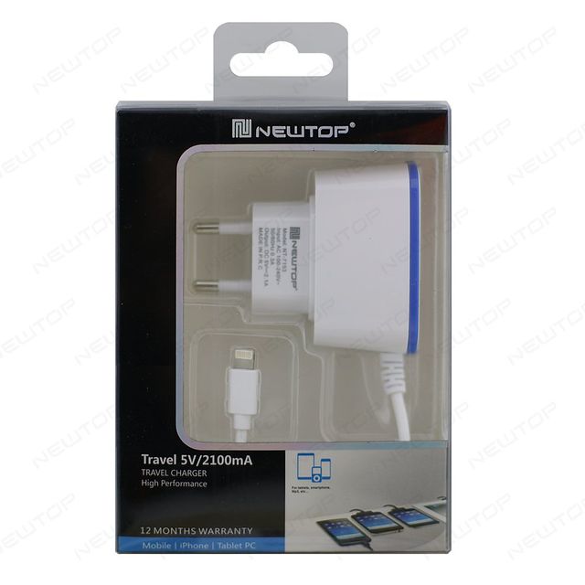 NEWTOP 2 USB CHARGER + CABLE 2.1A 5G/6G/IPAD 5-6 MINI