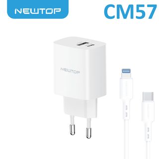 NEWTOP CM57 CARICATORE PD 20W + QC 18W CON CAVO TYPE-C/ LIGHTNING