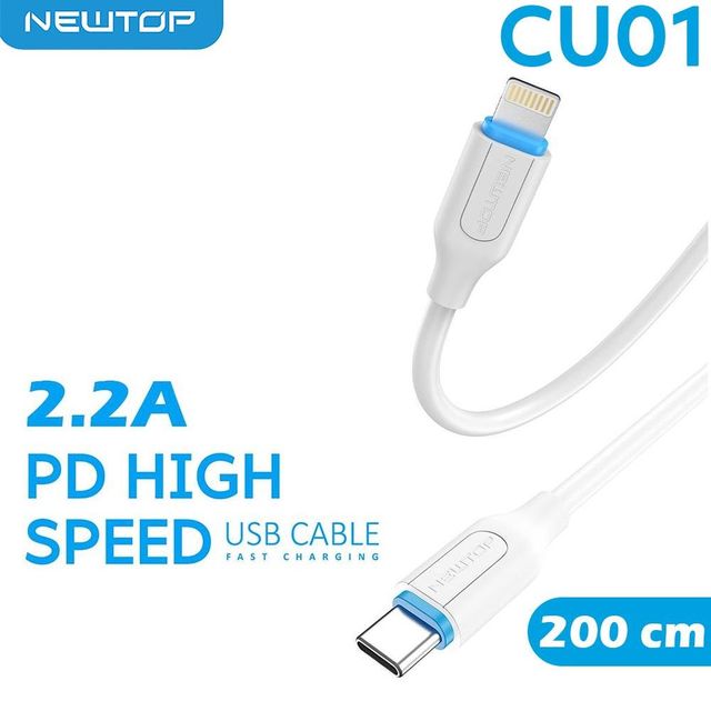 NEWTOP CU01 CAVO 200CM TYPE-C/LIGHTNING PD 27W 3A