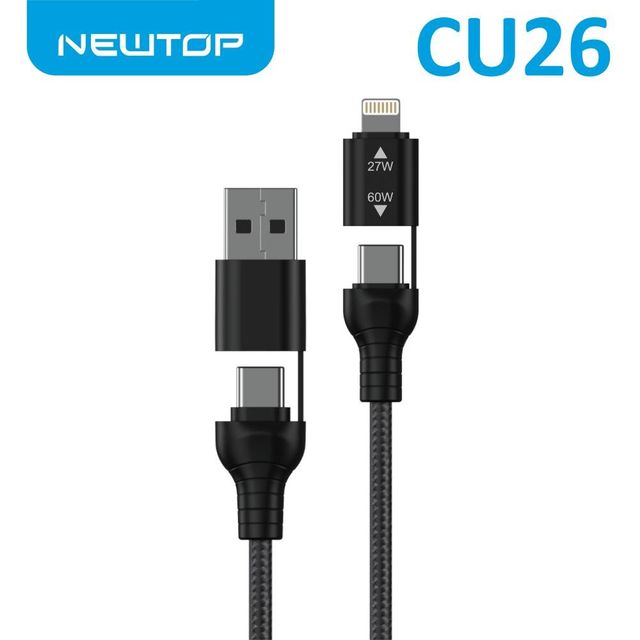 NEWTOP CU26 4 IN 1 MULTIPLO CAVO DI RICARICA USB 3.0 / TYPE-C A TYPE-C (60W) / …
